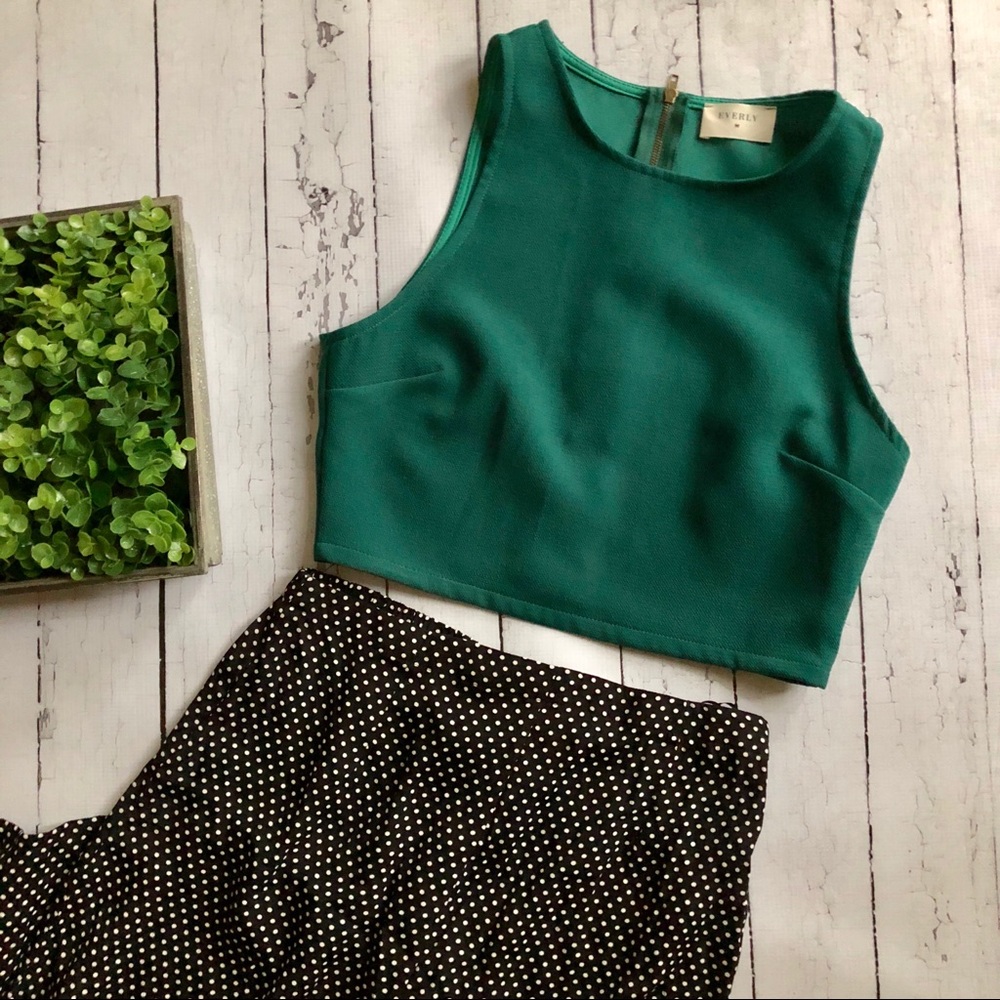 Everly Green fitted Crop Top
